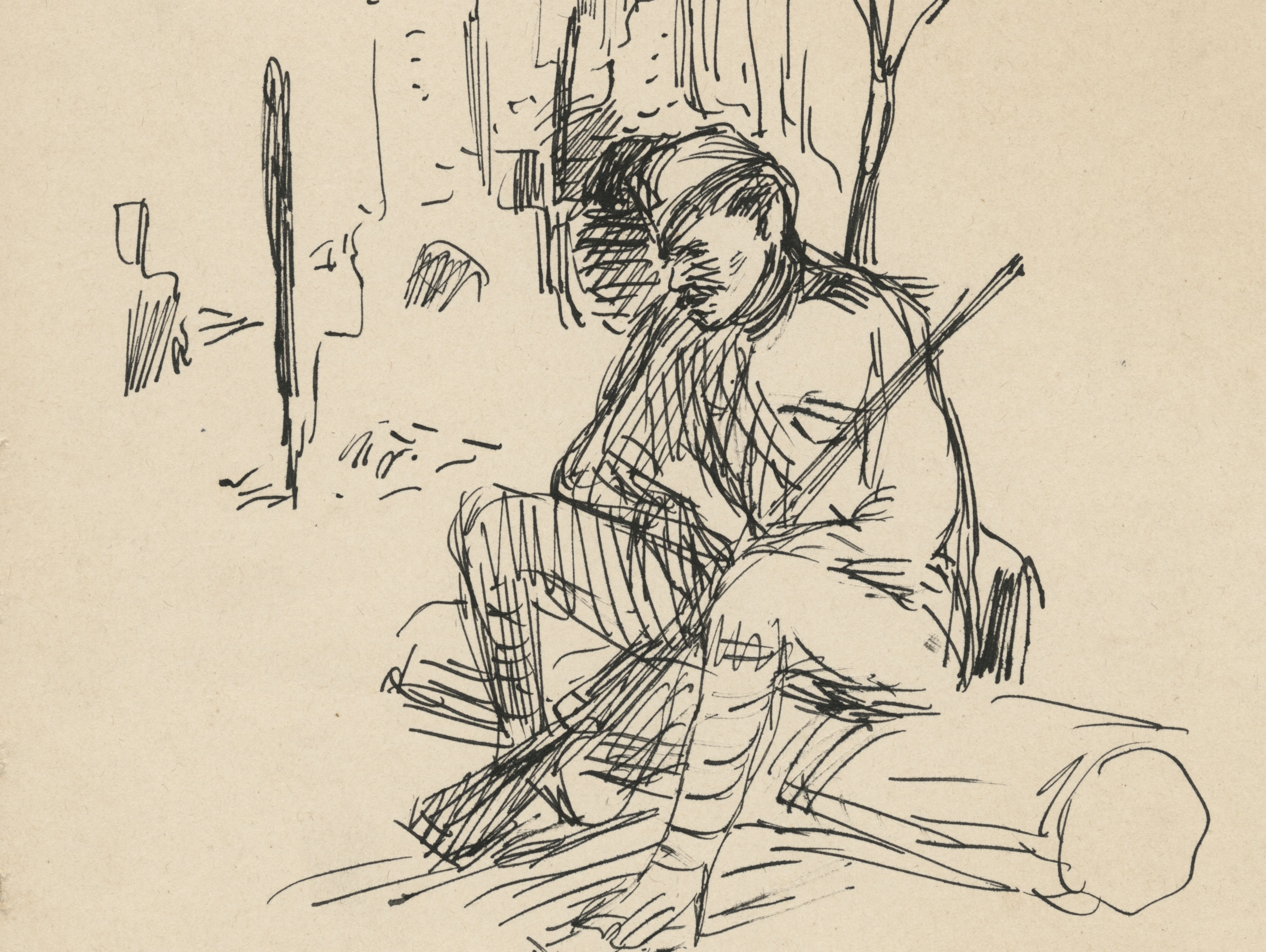 Soldier sitting on a log, 1941-1945