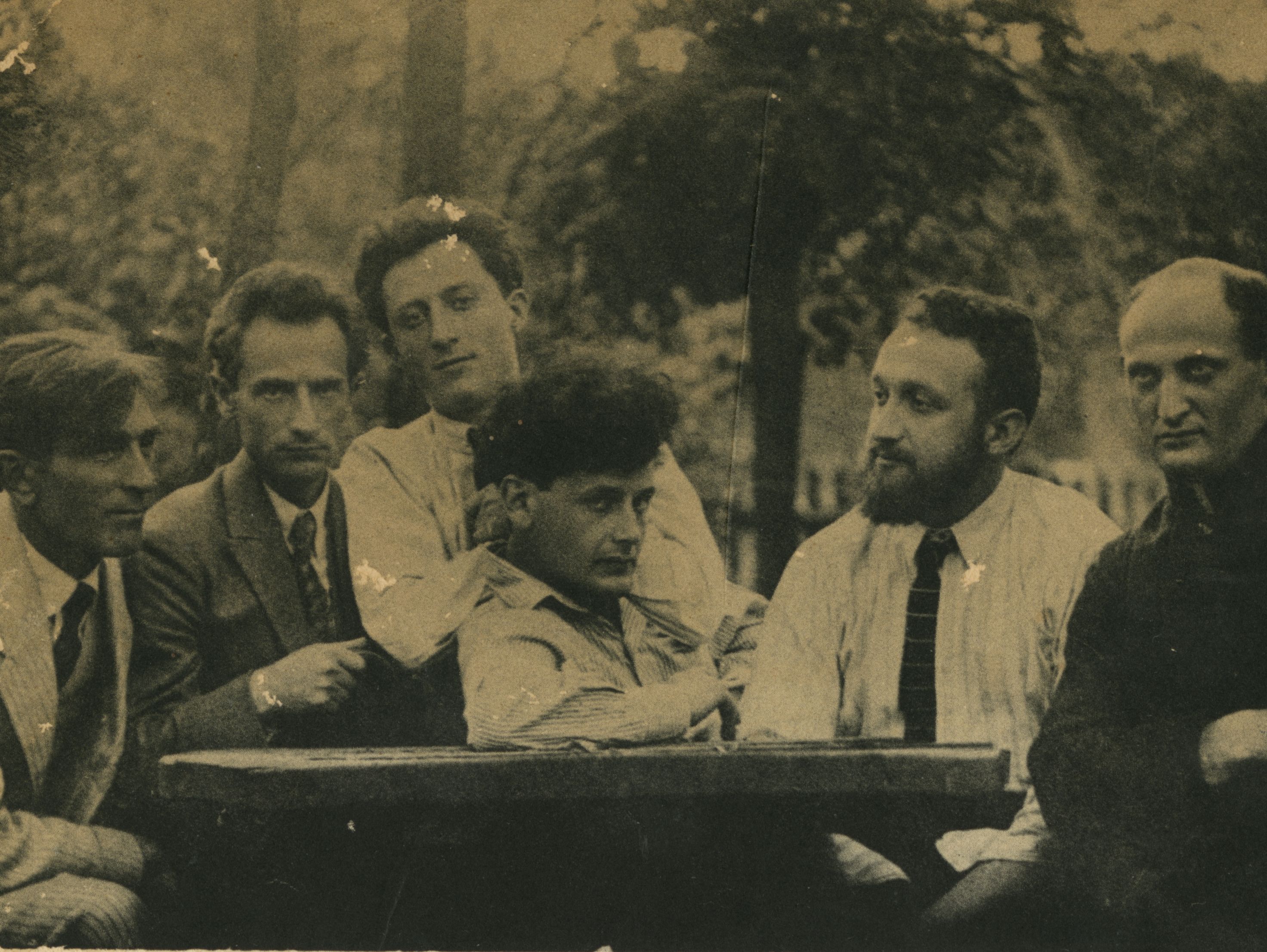 Peretz Markish with Yiddish literary group near Warsaw, 1922