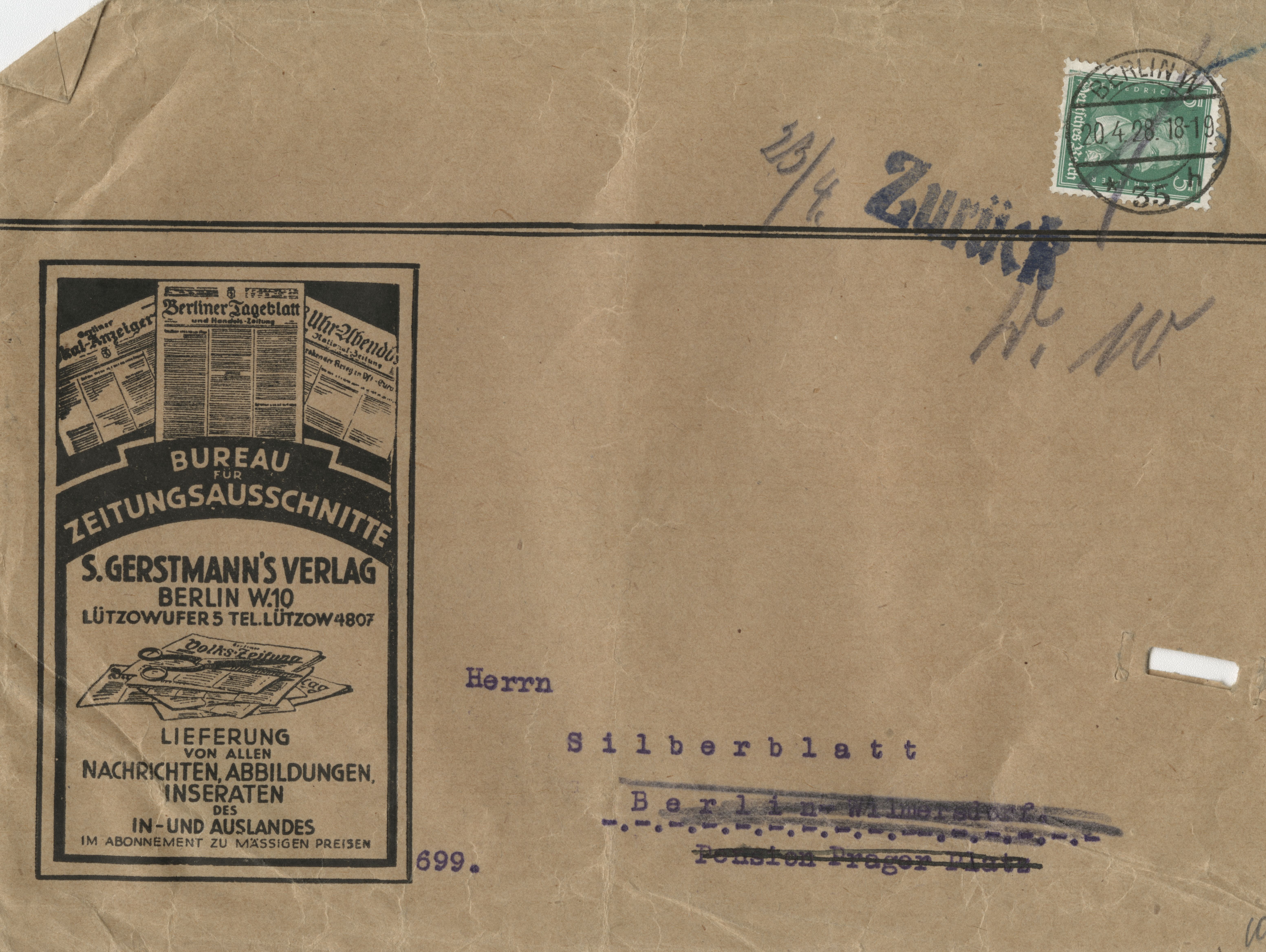 Collection of German newspaper clippings with reviews of GOSET guest performances in Berlin, 1928
