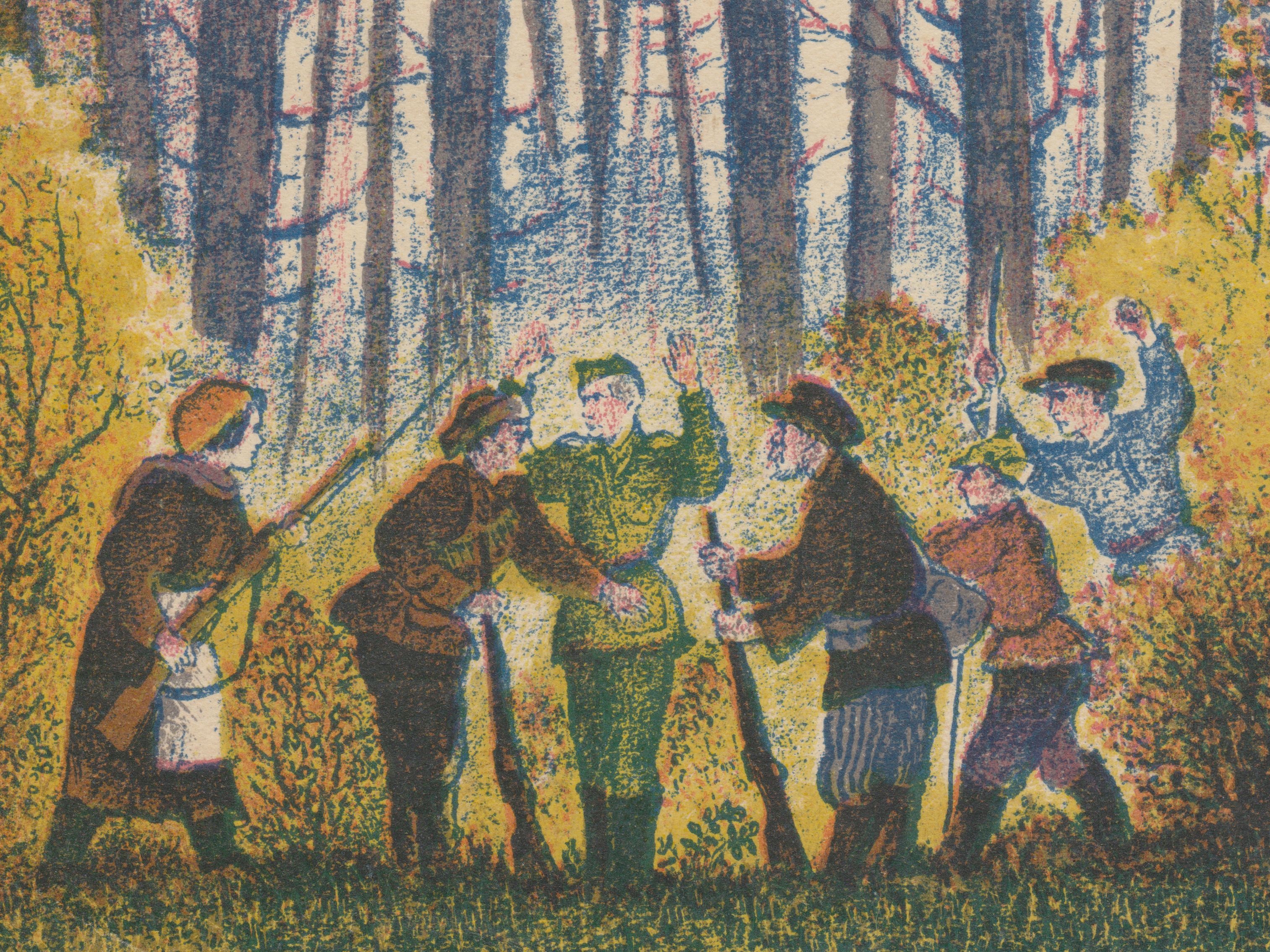 Partisans capturing a soldier in the woods, 1941